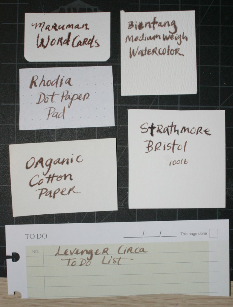 Feathering ink paper samples